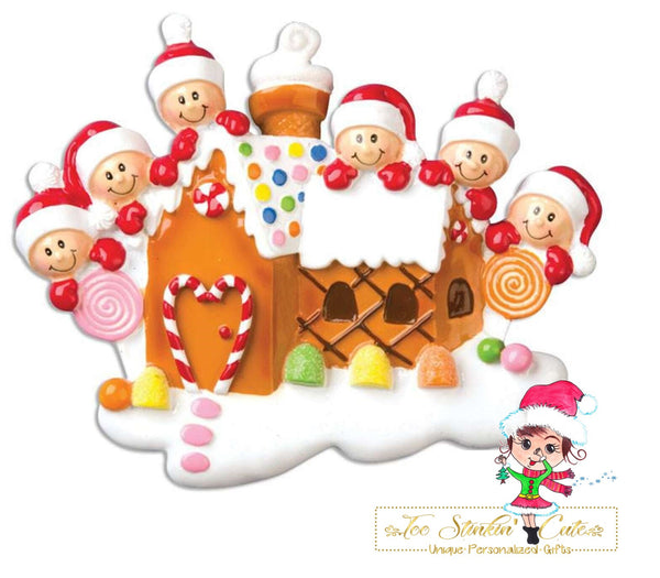 Christmas Ornament Gingerbread House Family of 6/ Friends/ Coworkers Personalized! + Free Shipping!