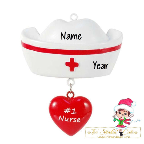 Personalized Christmas Ornament Nurse Hat + Free Shipping! / Medical/ Scrubs/ RN/CPN/ NP/ Doctor