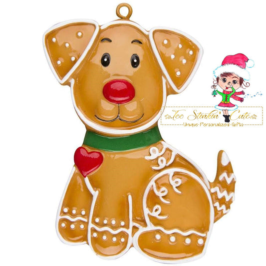 Christmas Ornament Gingerbread Dog/ Puppy/ Family Pet/ Animal - Personalized + Free Shipping!