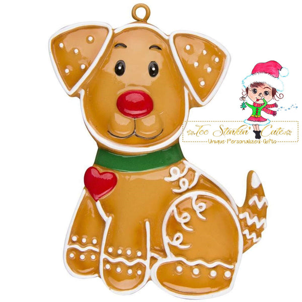 Christmas Ornament Gingerbread Dog/ Puppy/ Family Pet/ Animal - Personalized + Free Shipping!
