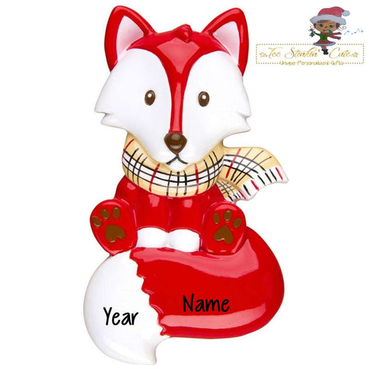 Personalized Christmas Ornament Single Red Fox Family of 1 + Free Shipping!