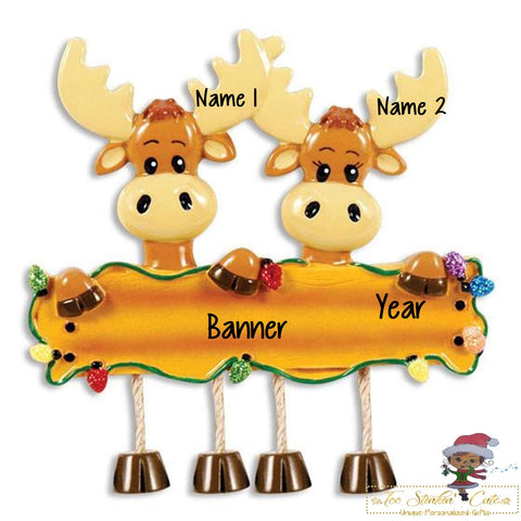 Christmas Ornament Moose Family of 2/ Couple/ Friends/ Coworkers - Personalized + Free Shipping! Reindeer