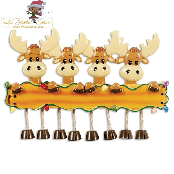 Christmas Ornament Moose Family of 4/ Friends/ Coworkers - Personalized + Free Shipping! Reindeer