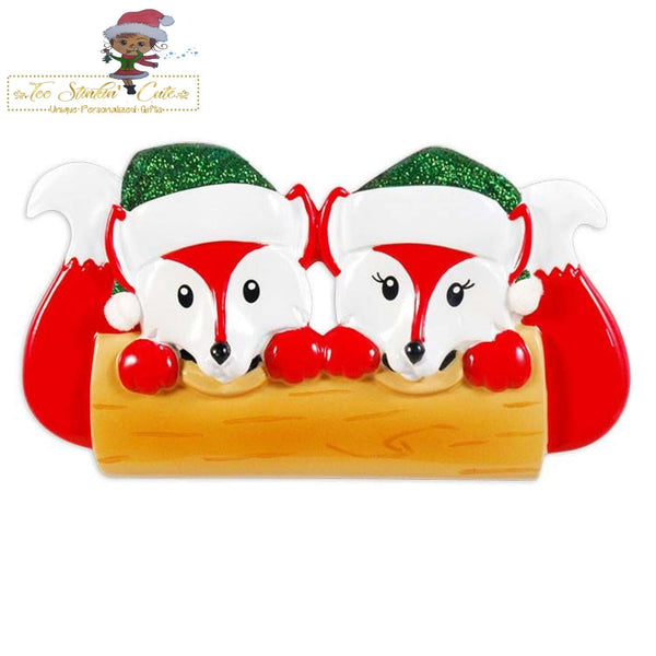 Christmas Ornament Fox Family of 2/ Couple/ Newlywed/ Friends/ Coworkers Personalized! + Free Shipping!