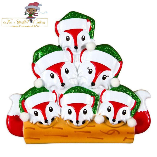 Christmas Ornament Fox Family of 6/ Newlywed/ Friends/ Coworkers Personalized! + Free Shipping!