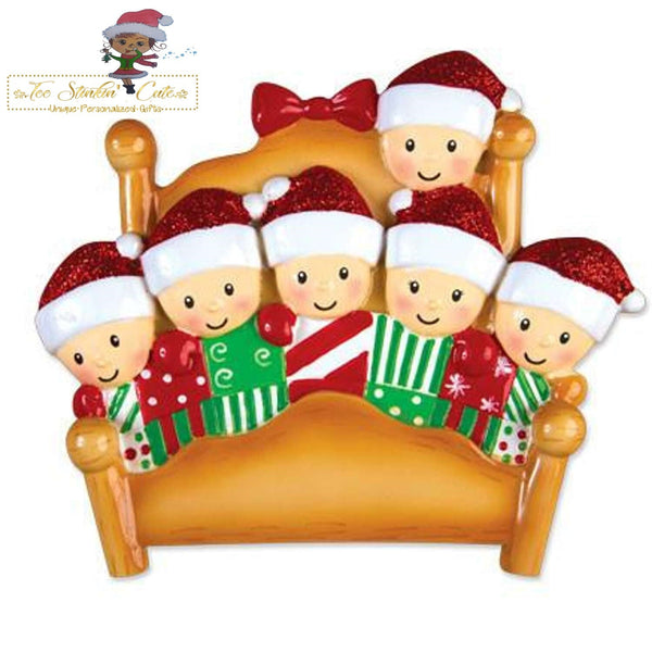 Personalized Christmas Ornament Pajama Bed Family of 6 + Free Shipping!
