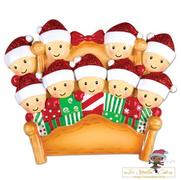 Personalized Christmas Ornament Pajama Bed Family of 9 + Free Shipping!