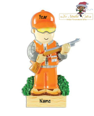 Christmas Ornament Orange Hunter/ Kids/ Men- Personalized + Free Shipping!