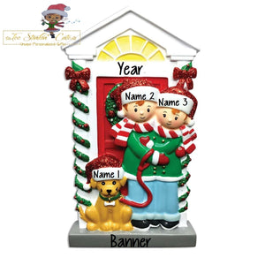 Personalized Christmas Ornament Family of 2 with Dog/ Couple/ Newlywed/ Best Friends + Free Shipping!