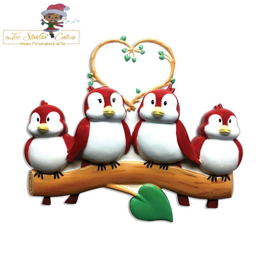 Personalized Christmas Ornament Birds on Branch Family of 4/Best Friends/ Coworkers + Free Shipping!