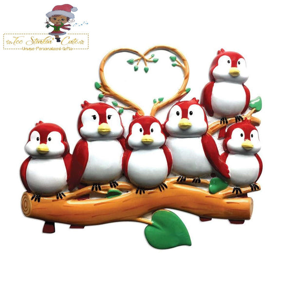 Personalized Christmas Ornament Birds on Branch Family of 6/Best Friends/ Coworkers + Free Shipping!