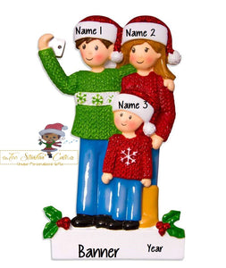 Personalized Christmas Ornament Selfie Family of 3/ Friends/ Coworkers + Free Shipping!