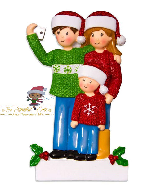 Personalized Christmas Ornament Selfie Family of 3/ Friends/ Coworkers + Free Shipping!