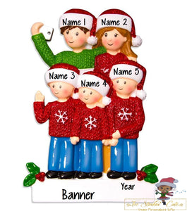 Personalized Christmas Ornament Selfie Family of 5/ Friends/ Coworkers + Free Shipping!