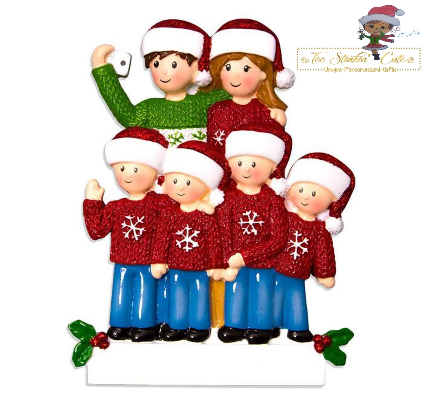 Personalized Christmas Ornament Selfie Family of 6/ Friends/ Coworkers + Free Shipping!
