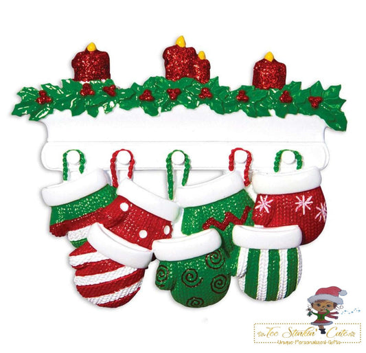 Personalized Christmas Ornament Mittens Family of 7 + Free Shipping!