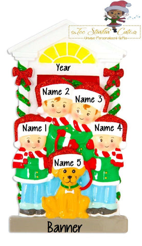 Personalized Christmas Ornament Family of 4 with Dog /Best Friends/ Coworkers + Free Shipping!