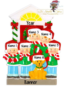 Personalized Christmas Ornament Family of 5 with Dog /Best Friends/ Coworkers + Free Shipping!