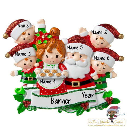 Personalized Christmas Ornament Mr. and Mrs. Claus Family of 6 + Free Shipping!