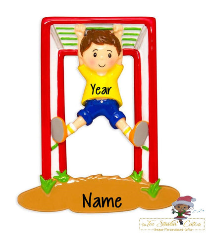 Christmas Ornament Boy on Jungle Gym/ Recess/ Play/ Outdoor/ Kids Children Boys- Personalized + Free Shipping!