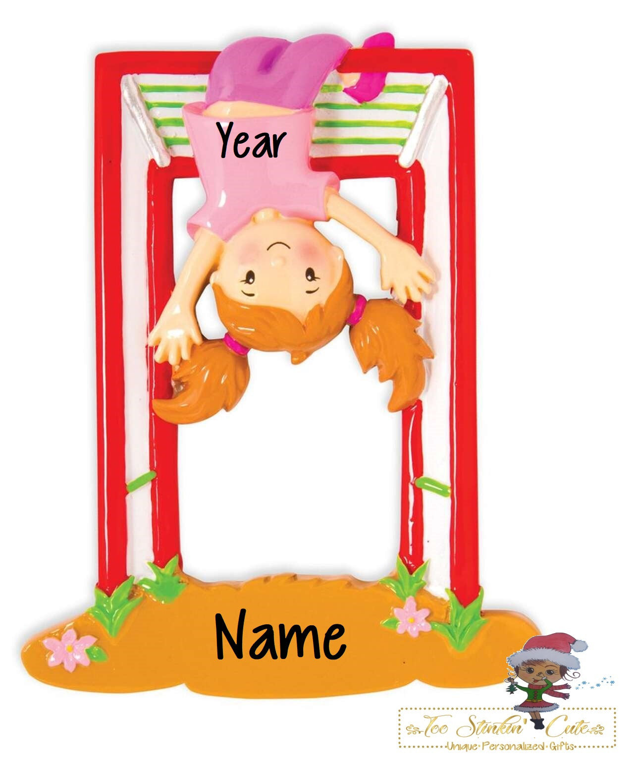 Christmas Ornament Girl on Jungle Gym/ Recess/ Play/ Outdoor/ Kids Children Girls- Personalized + Free Shipping!