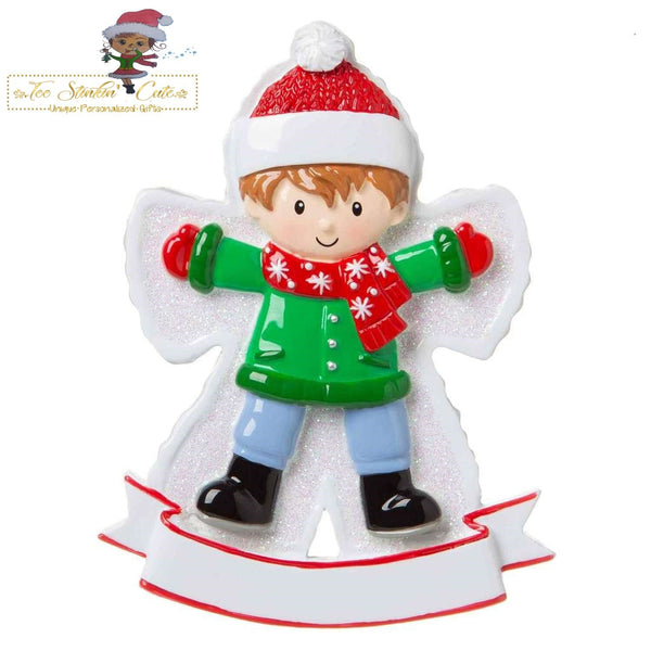 Christmas Ornament Boy Snow Angel/ Children Kids - Personalized + Free Shipping!