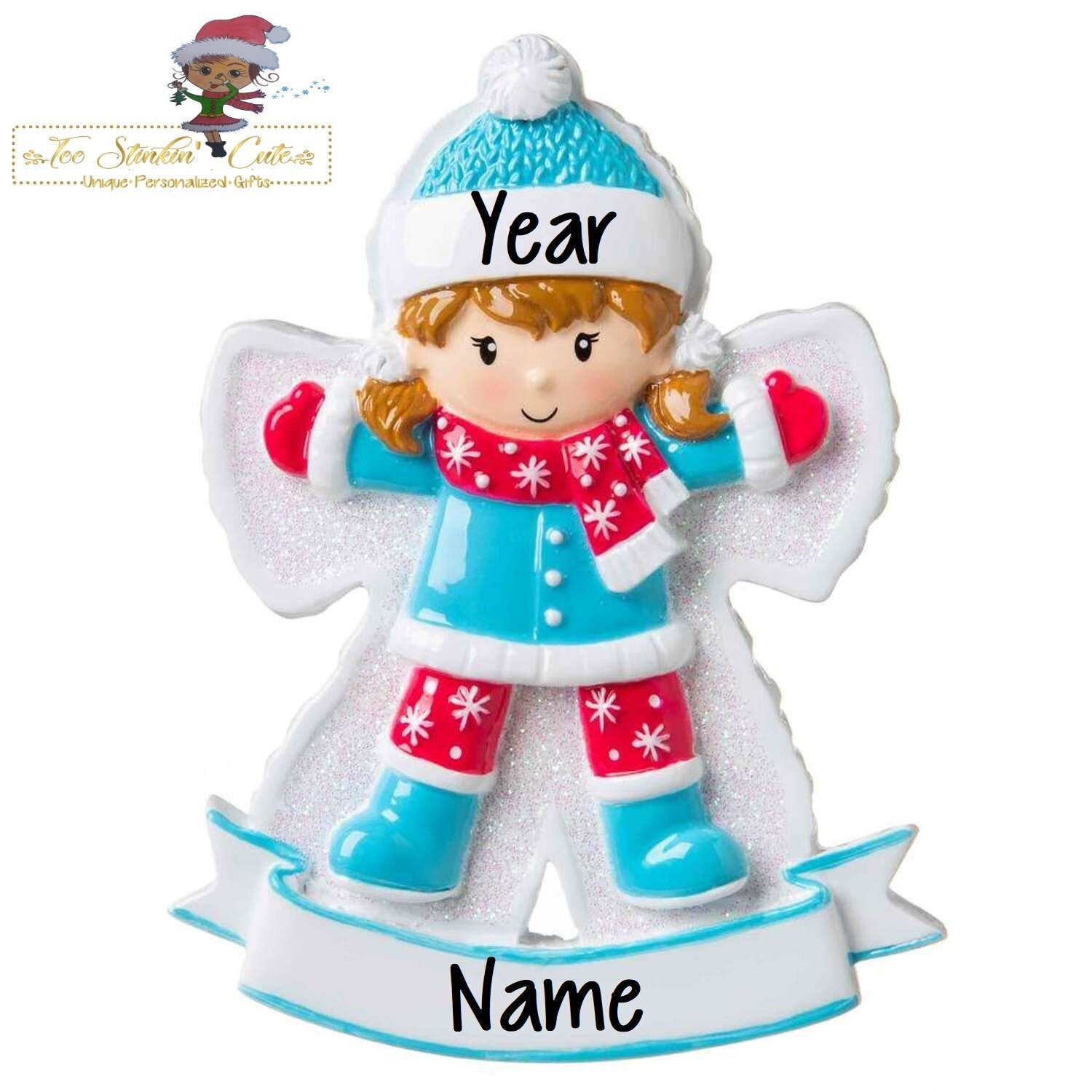 Christmas Ornament Girl Snow Angel/ Children Kids - Personalized + Free Shipping!