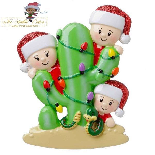 Christmas Ornament Cactus Family of 3/ Desert Couple Friends Coworkers Employees - Personalized + Free Shipping!
