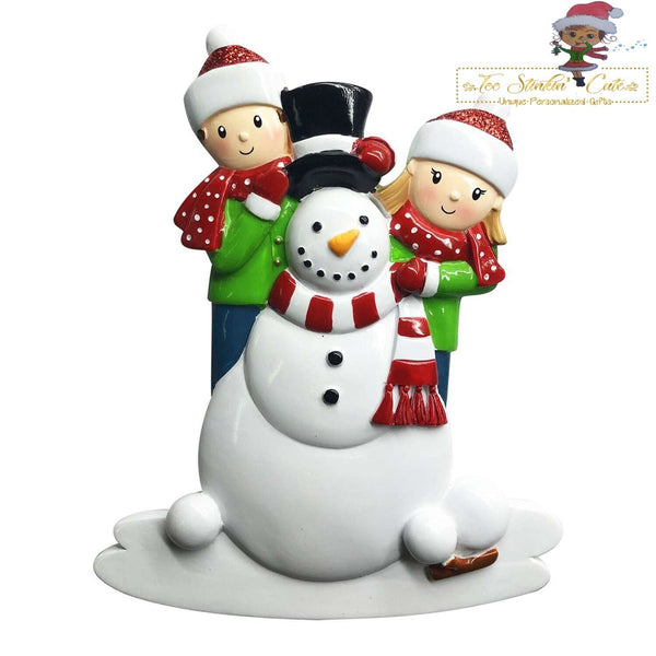 Christmas Ornament Building a Snowman Family of 2/ Couple Friends Coworkers Employees - Personalized + Free Shipping!