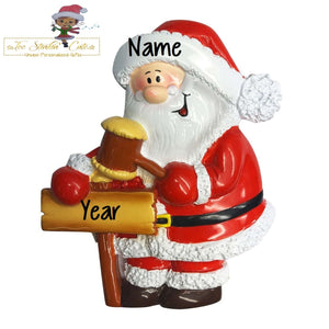 Christmas Ornament Santa Claus with Hammer/Children Kids Single Individual- Personalized + Free Shipping!