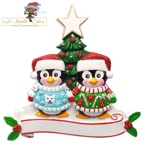 Christmas Ornament Penguin Ugly Sweater Family of 2 / Couple/ Friends/ Coworkers - Personalized + Free Shipping!