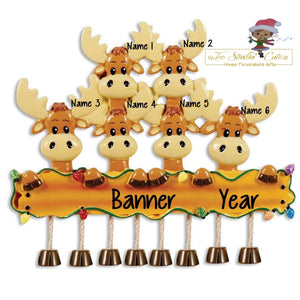 Christmas Ornament Moose Family of 6/ Friends/ Coworkers - Personalized + Free Shipping! Reindeer