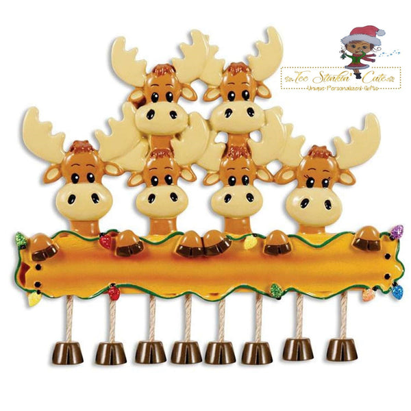 Christmas Ornament Moose Family of 6/ Friends/ Coworkers - Personalized + Free Shipping! Reindeer