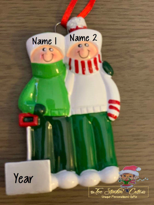 Personalized Christmas Ornament Shovel Family of 2/ Couple/ Newlywed + Free Shipping!