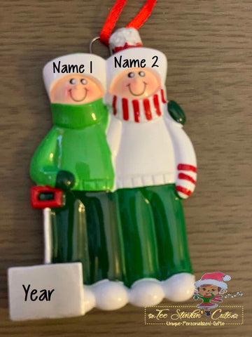 Personalized Christmas Ornament Shovel Family of 2/ Couple/ Newlywed + Free Shipping!