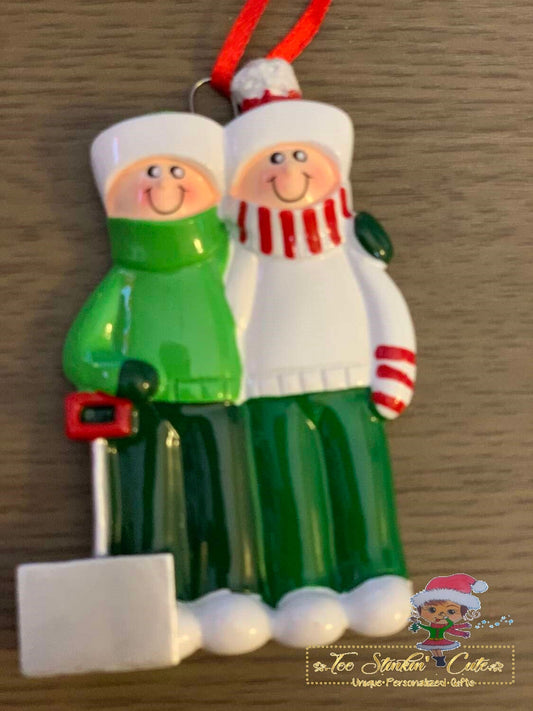 Personalized Christmas Ornament Shovel Family of 2/ Couple/ Newlywed + Free Shipping!