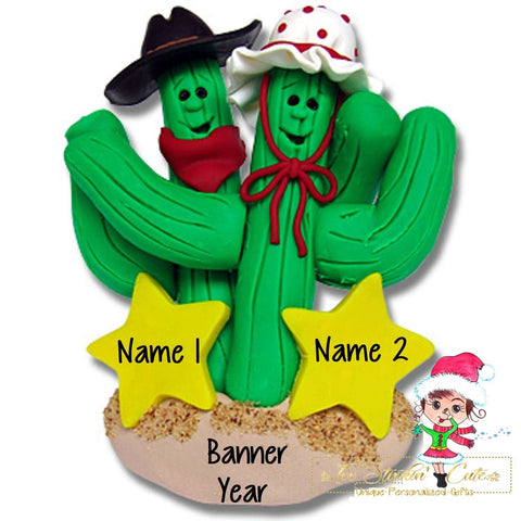 Christmas Ornament Clay Cactus Family of 2/ Couple - Personalized + Free Shipping!