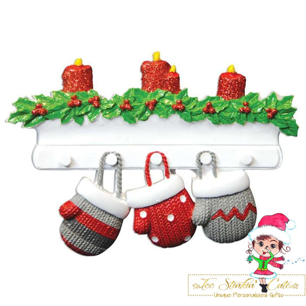 Personalized Christmas Ornament Stockings Mitten Family of 3/Best Friends/ Coworkers + Free Shipping!