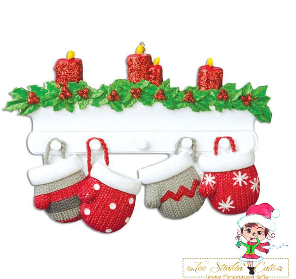 Personalized Christmas Ornament Stockings Mitten Family of 4/Best Friends/ Coworkers + Free Shipping!