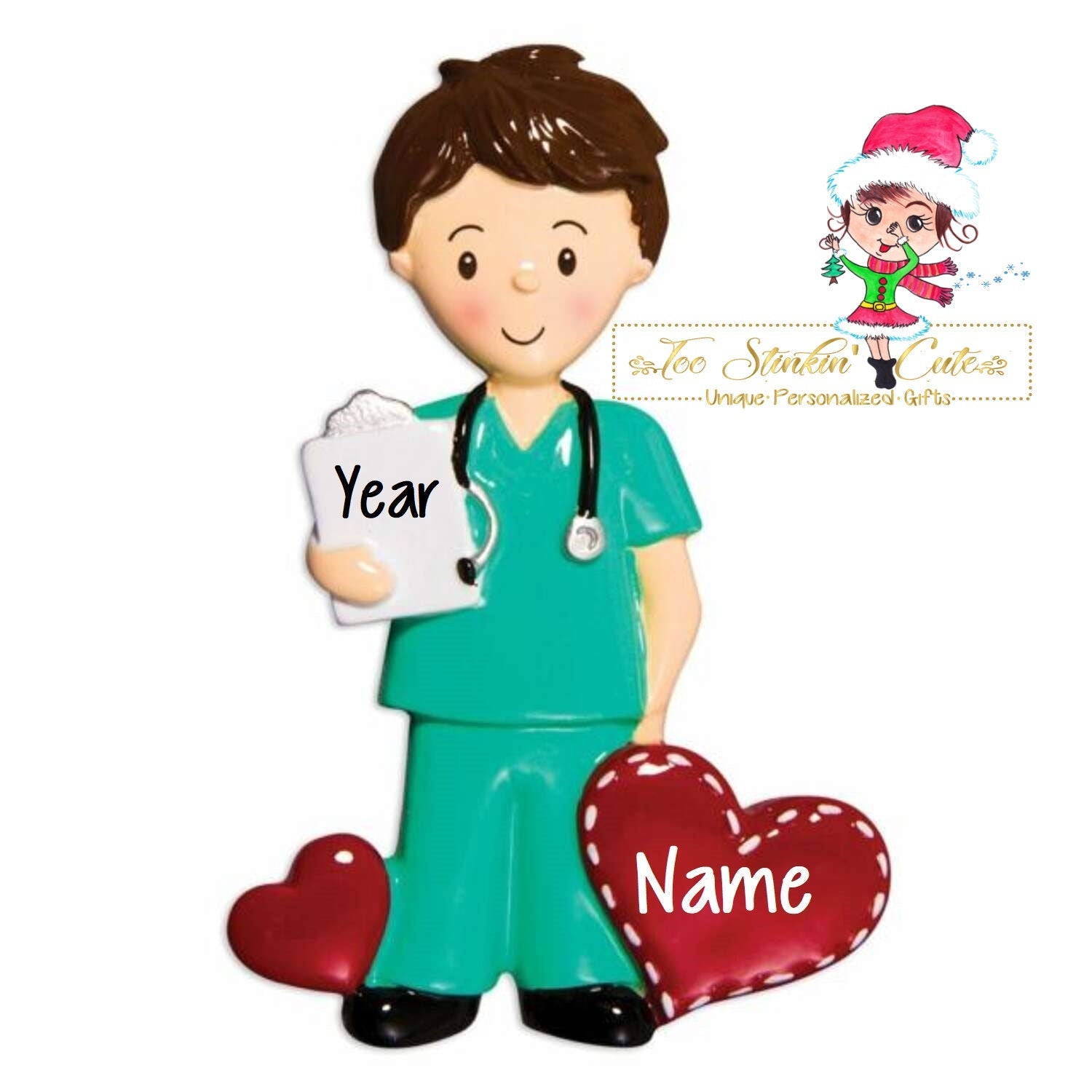 Personalized Christmas Ornament Male Nurse/ Medical/ Scrubs/ RN/CPN/ NP/ Doctor + Free Shipping!