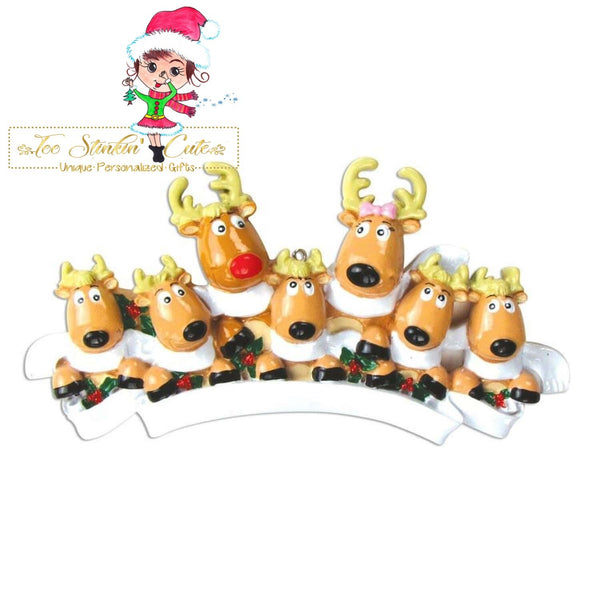 Christmas Ornament Reindeer with Scarves Family of 7/ Friends/ Coworkers - Personalized + Free Shipping!