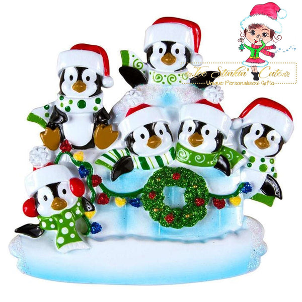 Christmas Ornament Winter Penguin Igloo Family of 6/ Friends/ Coworkers - Personalized + Free Shipping!
