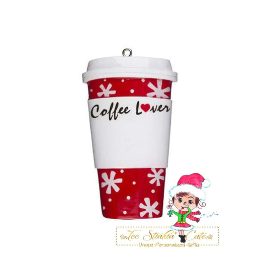 Personalized Christmas Ornament Coffee Lover + Free Shipping! Coffee Mug Cup Travel