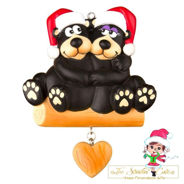 Christmas Ornament Black Bear Family of 2 / Couple/ Friends/ Coworkers - Personalized + Free Shipping!