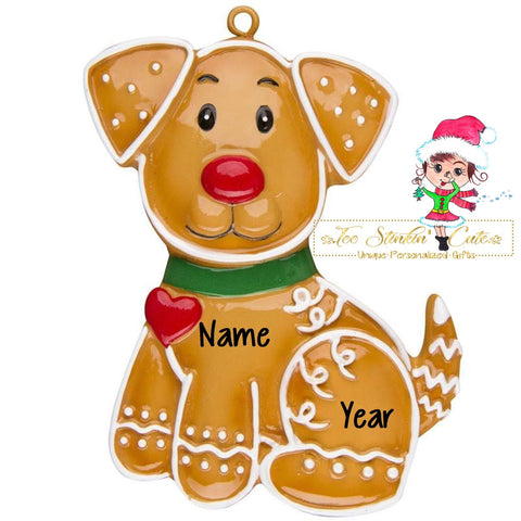 Christmas Ornament Gingerbread Dog/ Puppy/ Family Pet/ Animal - Personalized + Free Shipping!