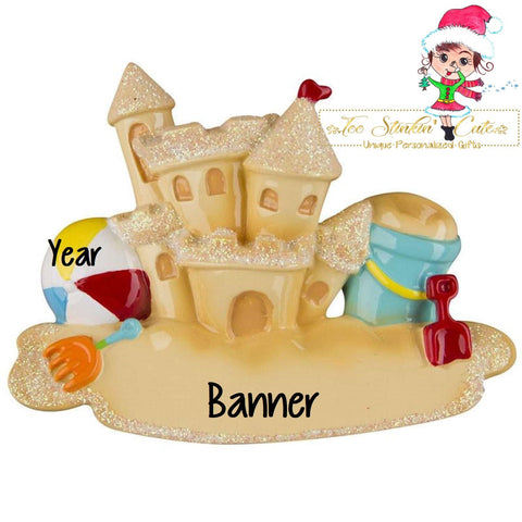 Christmas Ornament Sand Castle/ Beach/ Ocean/ Island/ Getaway/ Kids/ Family - Personalized + Free Shipping!