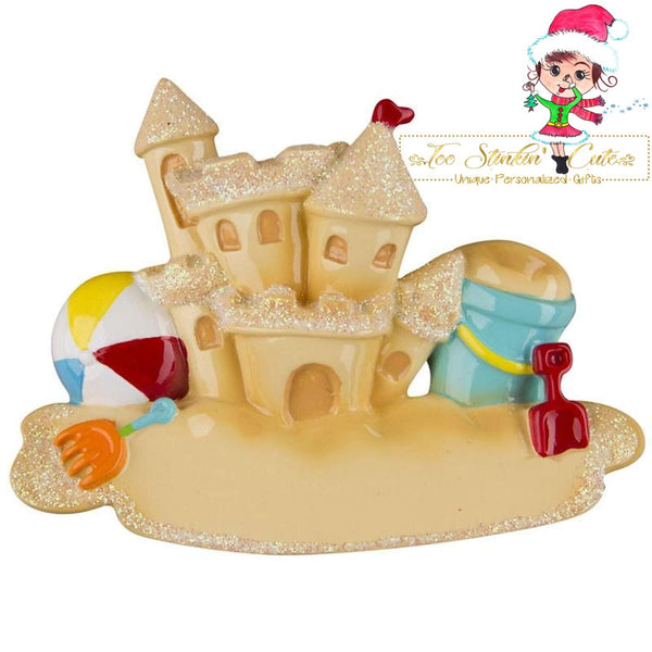 Christmas Ornament Sand Castle/ Beach/ Ocean/ Island/ Getaway/ Kids/ Family - Personalized + Free Shipping!
