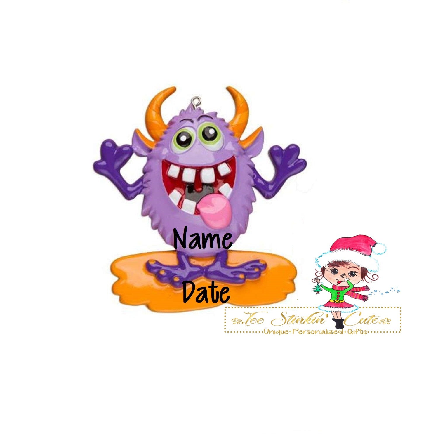 Christmas Ornament Purple Monster/ Children/ Kids/ Boys Girls - Personalized + Free Shipping!