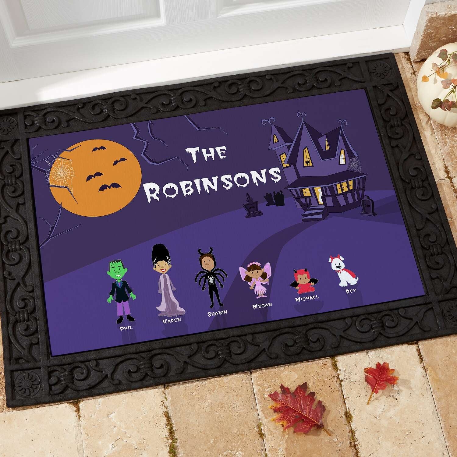 Personalized Halloween Family Doormat Rug + Free Shipping/ Fall/ Pumpkin/ Scary/ Witch/ Floormat