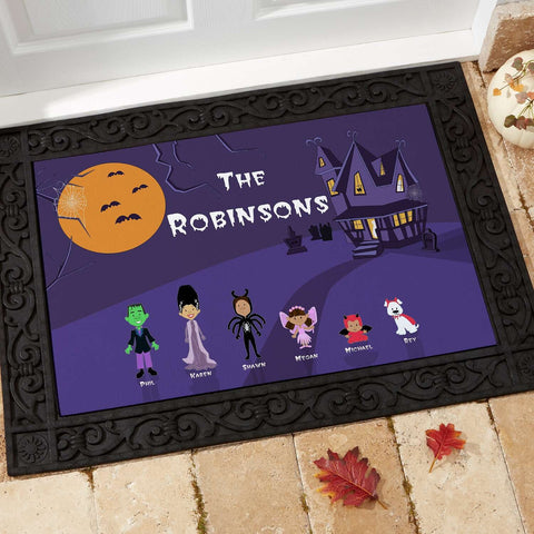 Personalized Halloween Family Doormat Rug + Free Shipping/ Fall/ Pumpkin/ Scary/ Witch/ Floormat